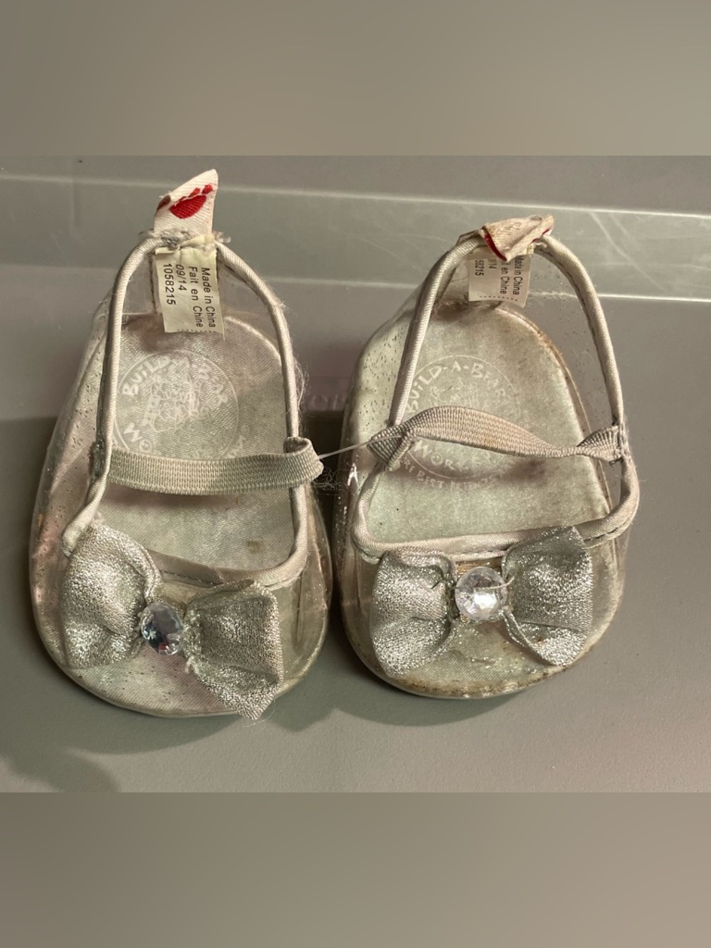 Build-A-Bear Silver Sparkle Shoes Heels with Bow